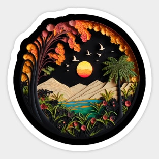 Tropical Quilling Art Sticker